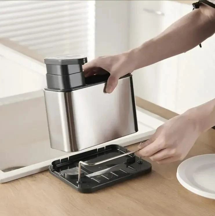 ORGANIZADOR DE LAVAPLATOS ACERO INOXIDABLE CON DISPENSADOR - 3