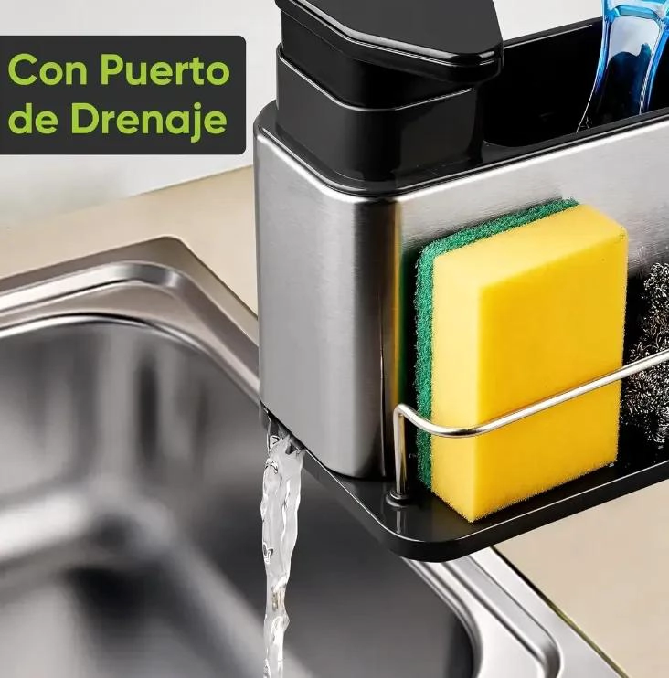 ORGANIZADOR DE LAVAPLATOS ACERO INOXIDABLE CON DISPENSADOR - 7