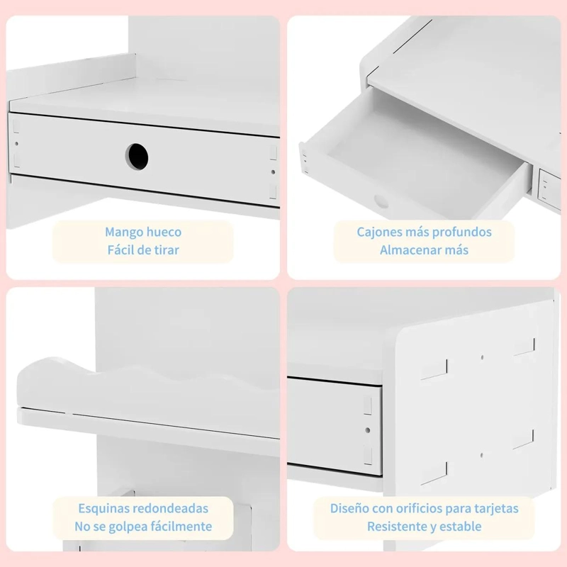 ORGANIZADOR DE ESCRITORIO DE MADERA CON CAJONES Y PANEL PERFORADO - 1