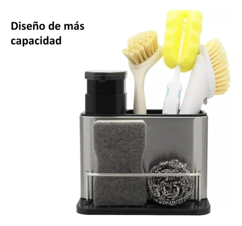 DISPENSADOR DE JABON 3 EN 1 CON SOPORTE PARA ESPONJA - 3