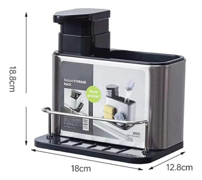 DISPENSADOR DE JABON 3 EN 1 CON SOPORTE PARA ESPONJA - 4