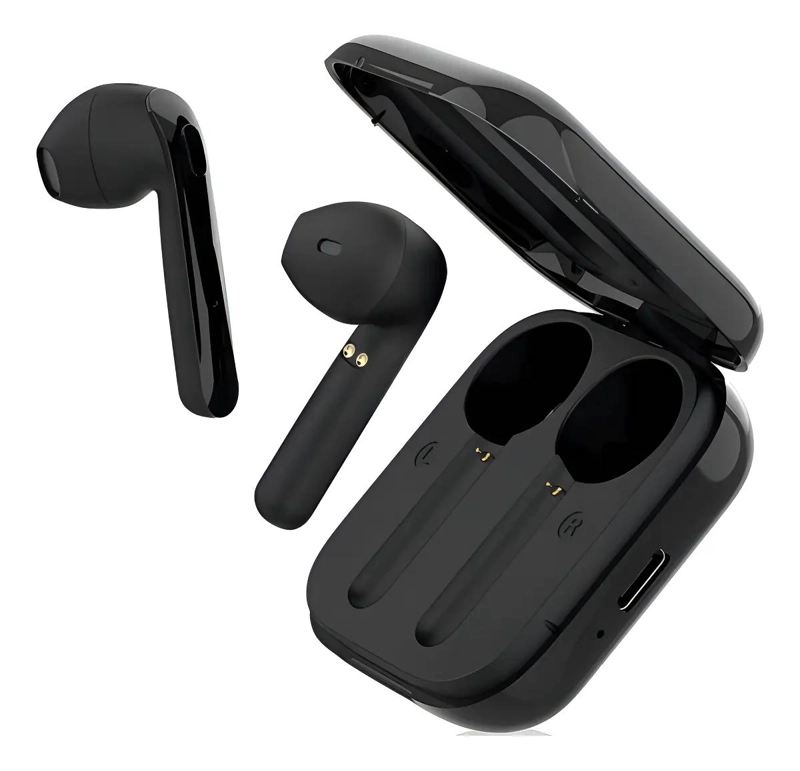 AUDIFONOS IN-EAR BLUETOOTH NEGROS CON MICROFONO PARA MUSICA - 1