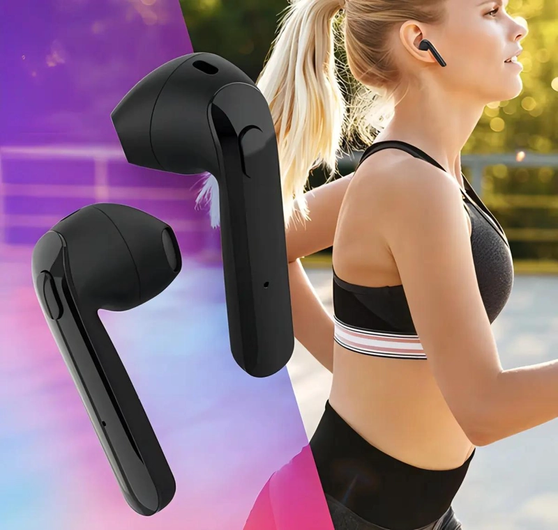 AUDIFONOS IN-EAR BLUETOOTH NEGROS CON MICROFONO PARA MUSICA - 3