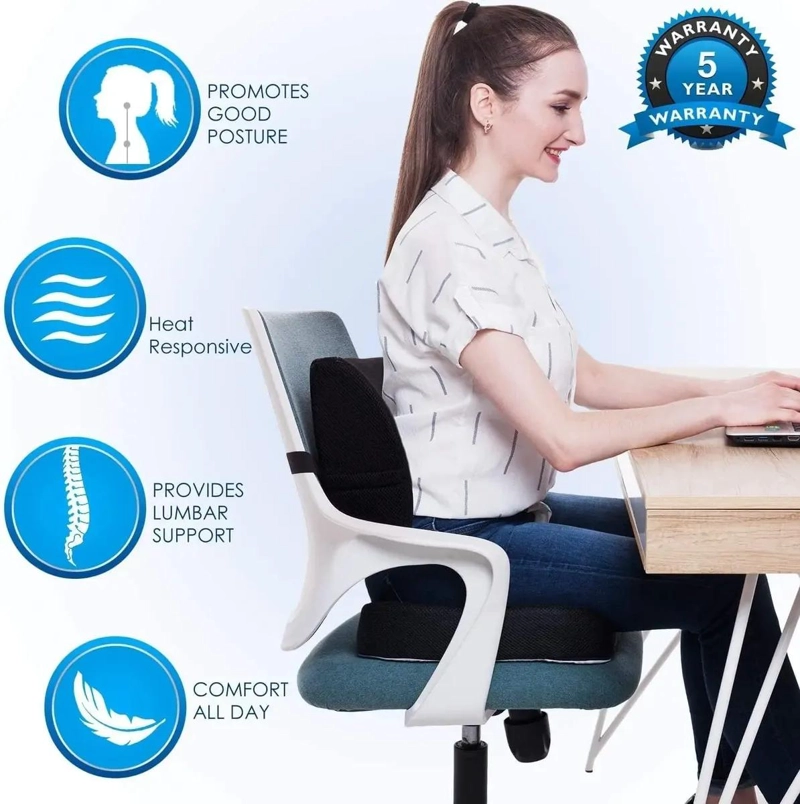 COJIN LUMBAR Y ASIENTO ERGONOMICO PARA SILLAS DE OFICINA - 2