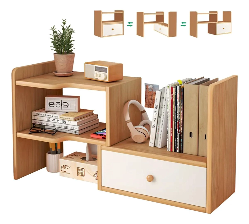 ORGANIZADOR DE ESCRITORIO EXTENSIBLE CON CAJON Y DOS NIVELES - 1