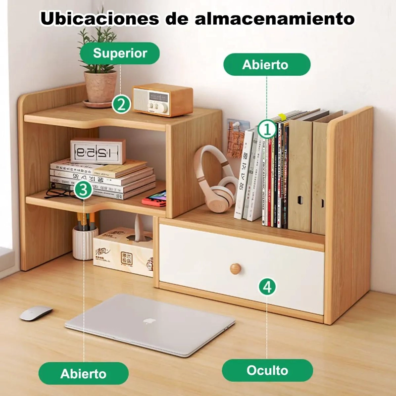 ORGANIZADOR DE ESCRITORIO EXTENSIBLE CON CAJON Y DOS NIVELES - 2