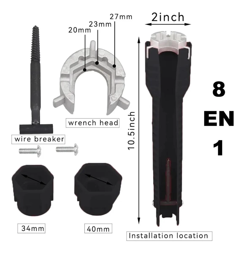 LLAVE AJUSTABLE MULTIUSO PARA INSTALACIONES SANITARIAS Y FLEXIBLES - 4