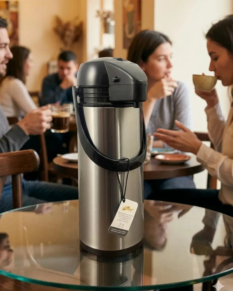 TERMO SIFON INOXIDABLE 1.9 LITROS PARA BEBIDAS CALIENTES Y FRIAS - 1