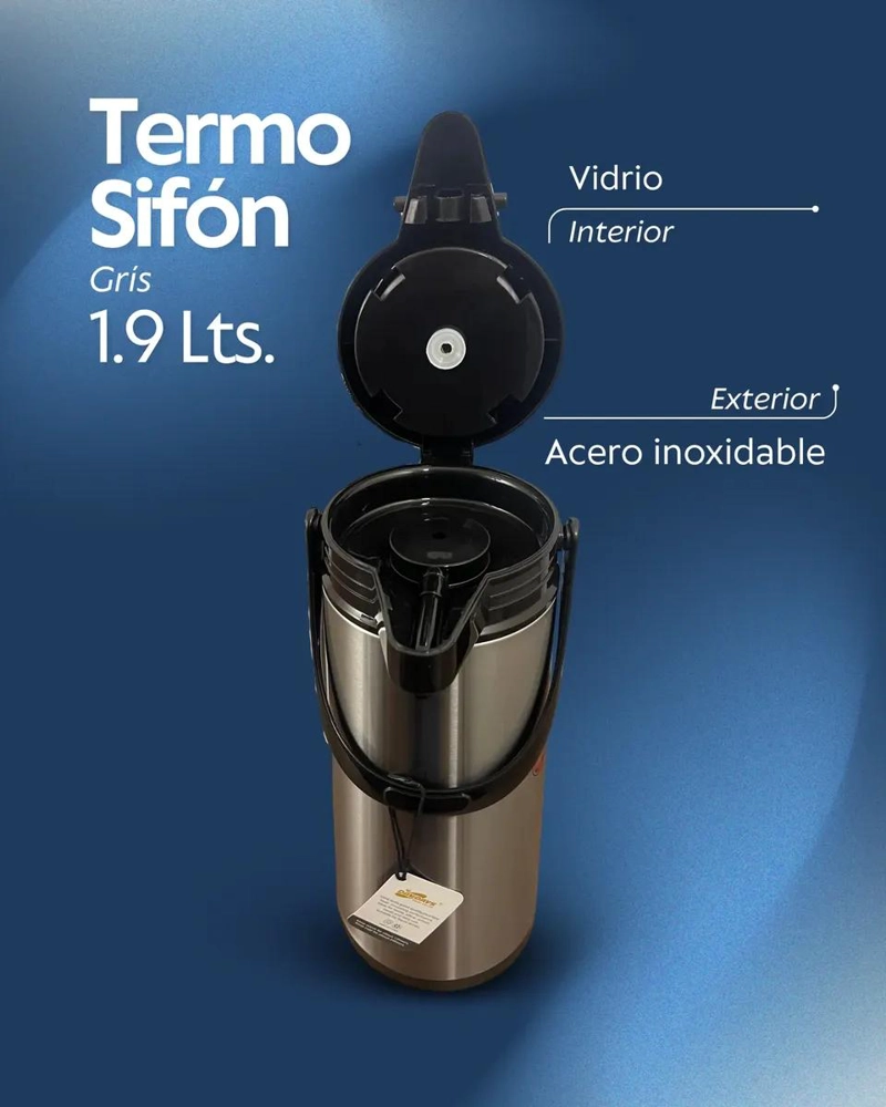 TERMO SIFON INOXIDABLE 1.9 LITROS PARA BEBIDAS CALIENTES Y FRIAS - 2