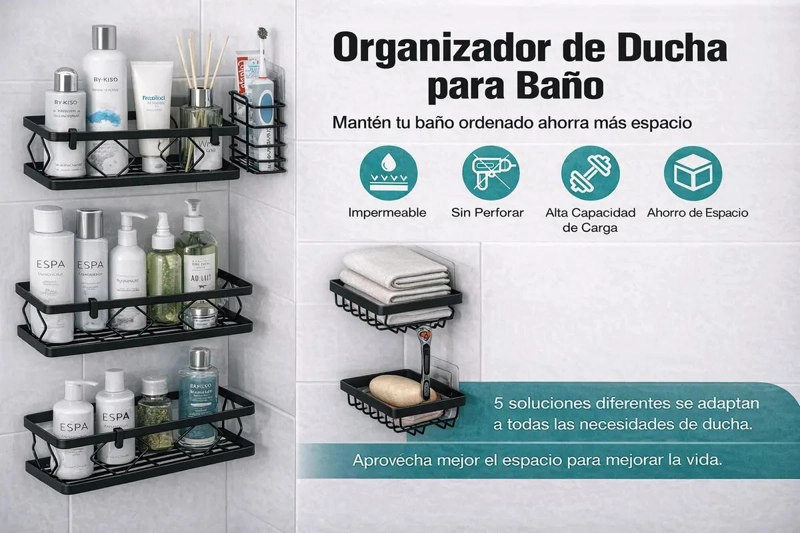 PACK DE 5 ESQUINEROS ORGANIZADORES PARA DUCHA Y BAÑO - 5