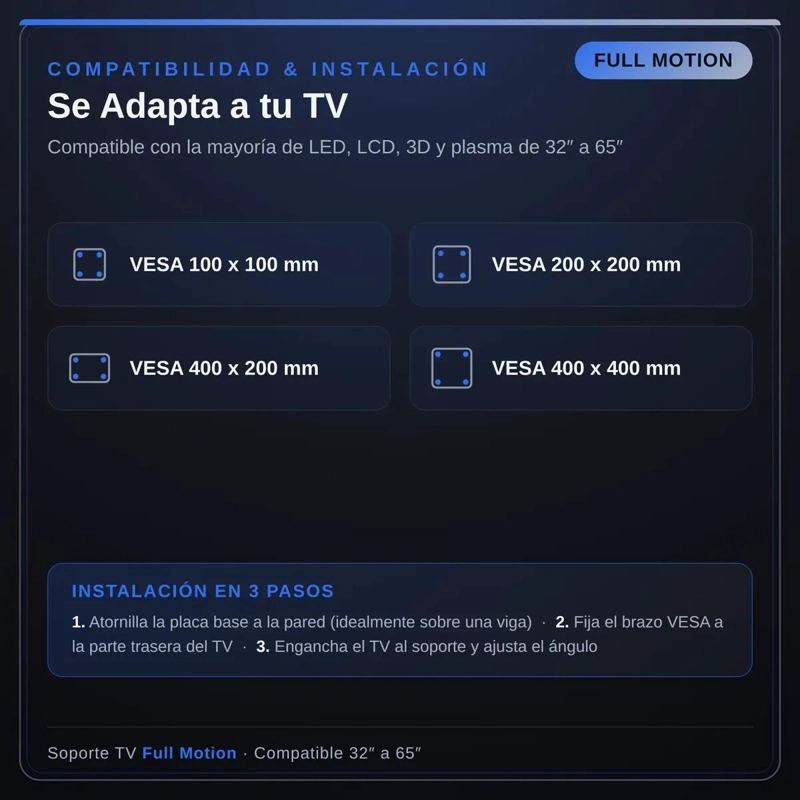SOPORTE DE PARED PARA TELEVISORES DE 32 A 65 PULGADAS - 2