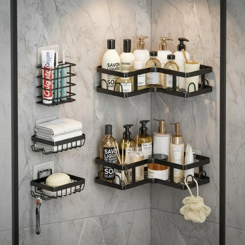 SET DE 5 ORGANIZADORES ESQUINEROS PARA DUCHA Y BAÑO - 1
