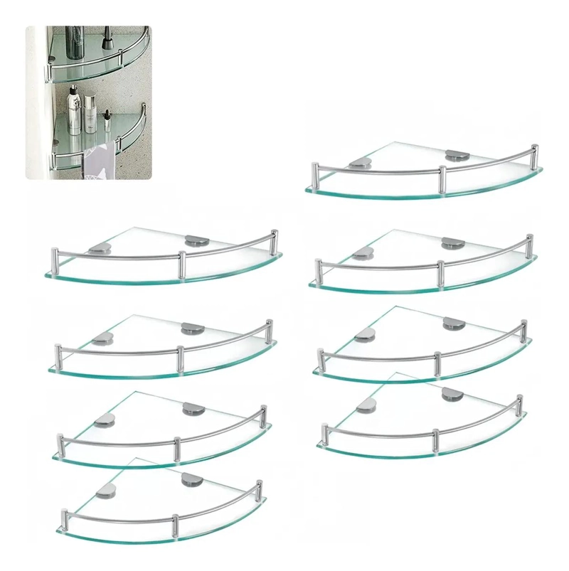 ORGANIZADOR ESQUINERO DE VIDRIO PARA BAÑO CON 8 ESTANTES - 1