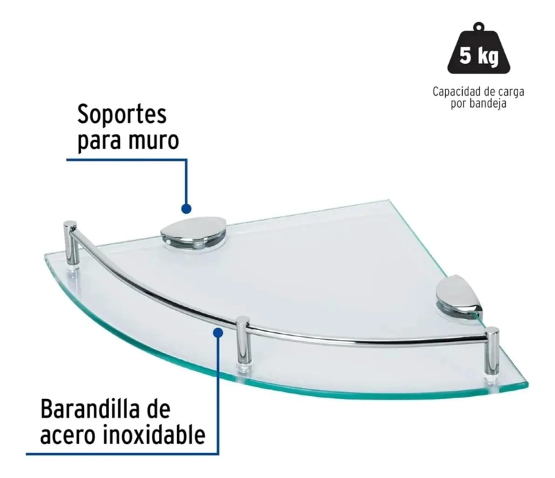 ORGANIZADOR ESQUINERO DE VIDRIO PARA BAÑO CON 8 ESTANTES - 3
