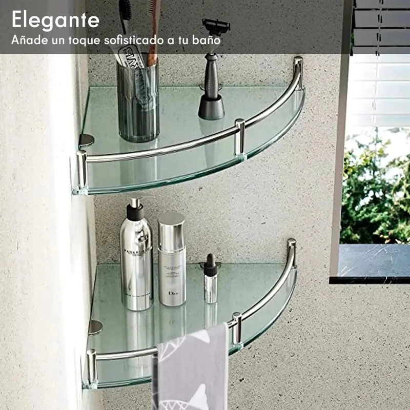 ORGANIZADOR ESQUINERO DE VIDRIO PARA BAÑO CON 8 ESTANTES - 4