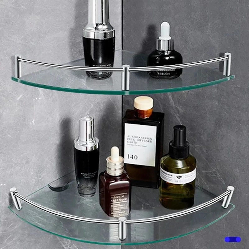 ORGANIZADOR ESQUINERO DE VIDRIO PARA BAÑO CON 8 ESTANTES - 6
