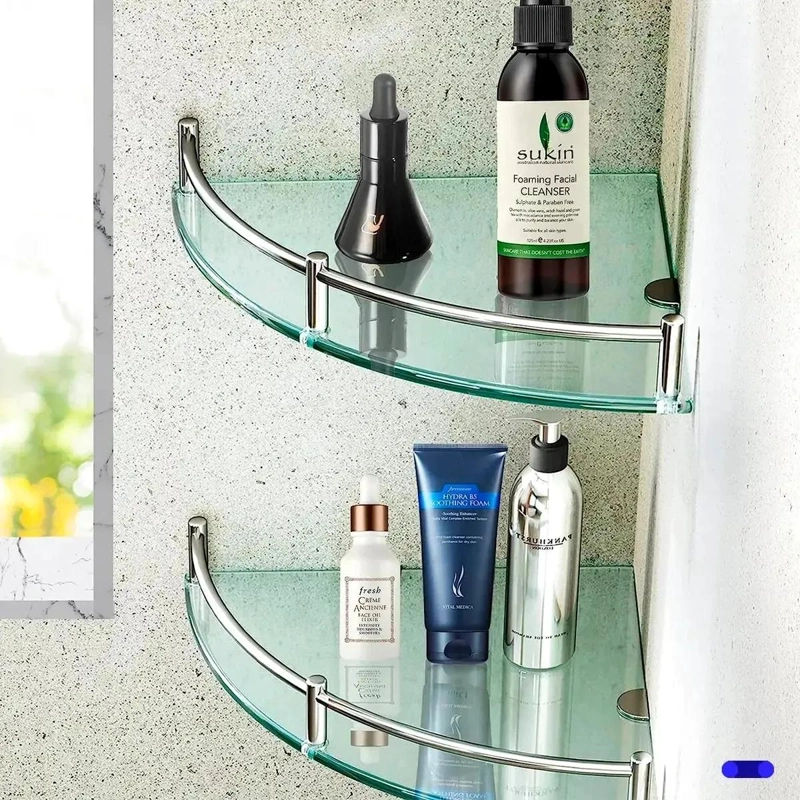 ORGANIZADOR ESQUINERO DE VIDRIO PARA BAÑO CON 8 ESTANTES - 7