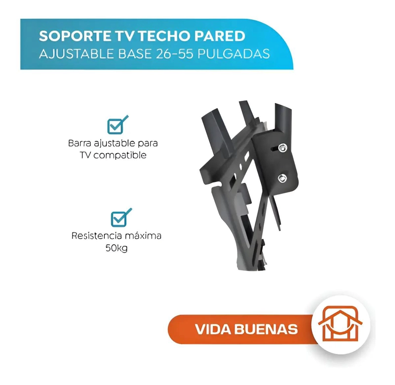 SOPORTE DE TECHO PARA TELEVISORES DE 26 A 55 PULGADAS COLOR NEGRO - 5