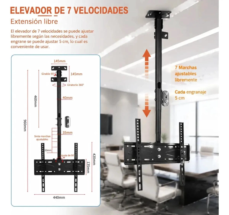 SOPORTE DE TECHO PARA TV DE 32 A 70 PULGADAS CON INCLINACION - 5