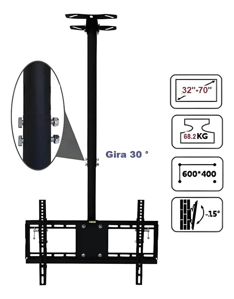SOPORTE FIJO DE TECHO PARA TELEVISORES DE 32 A 75 PULGADAS - 4
