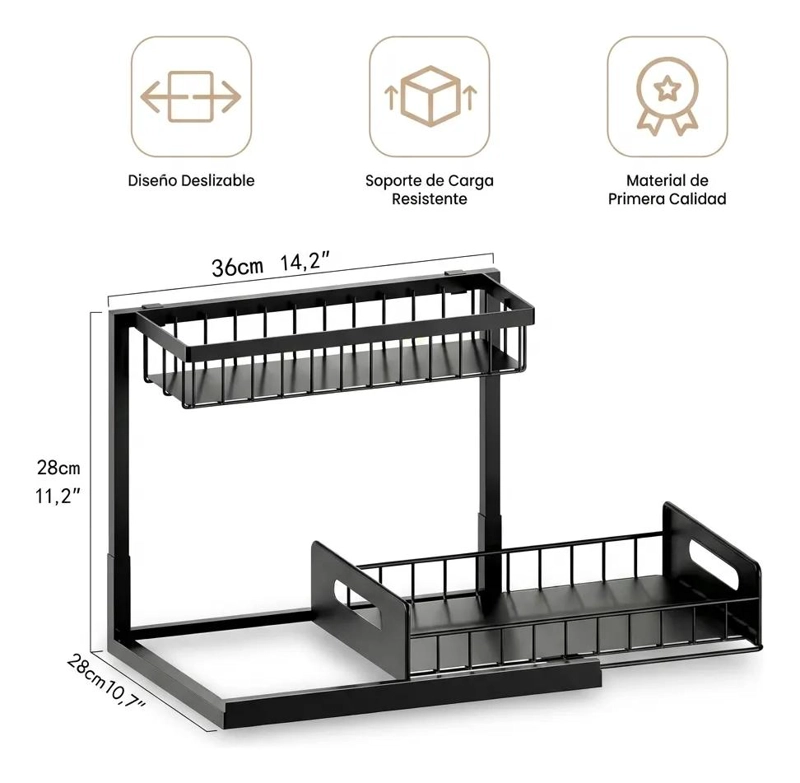 ORGANIZADOR DESLIZANTE AJUSTABLE PARA COCINA Y BAÑO - 4