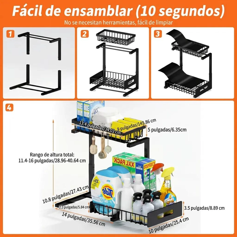ORGANIZADOR DESLIZANTE AJUSTABLE PARA COCINA Y BAÑO - 7