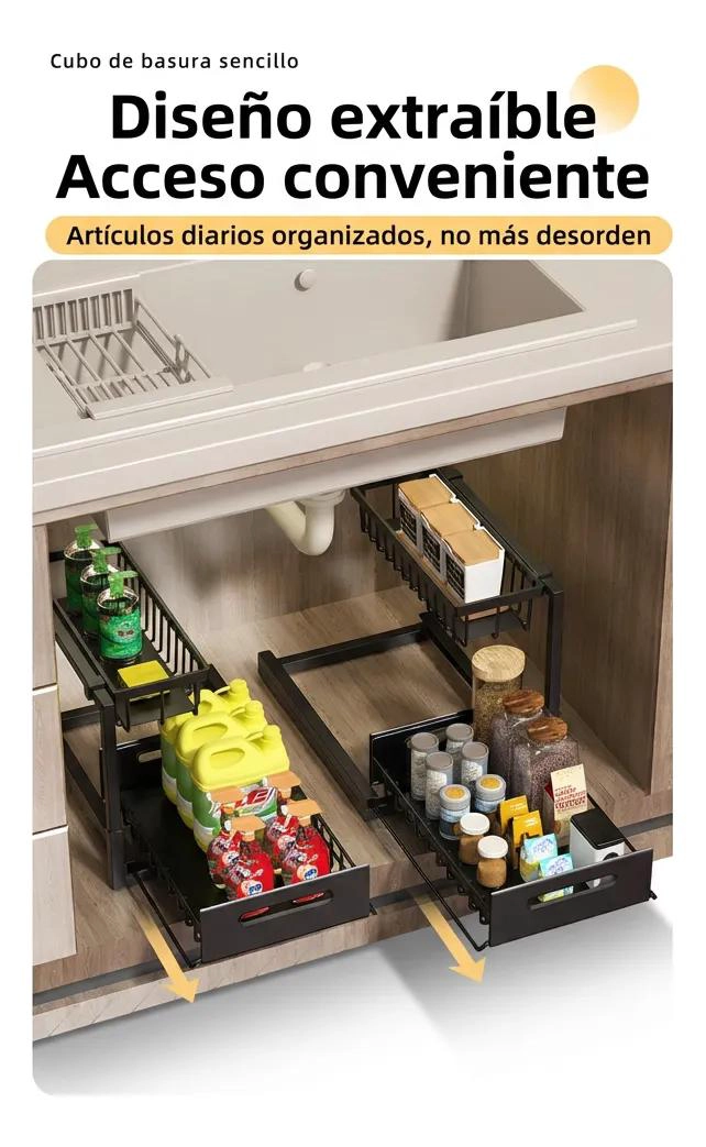 ORGANIZADOR DESLIZANTE AJUSTABLE PARA COCINA Y BAÑO - 8
