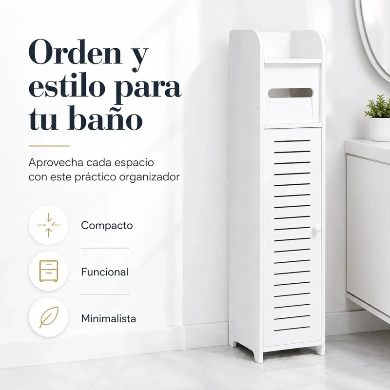 ESTANTE ORGANIZADOR DE BAÑO BLANCO MINIMALISTA Y FUNCIONAL - 2