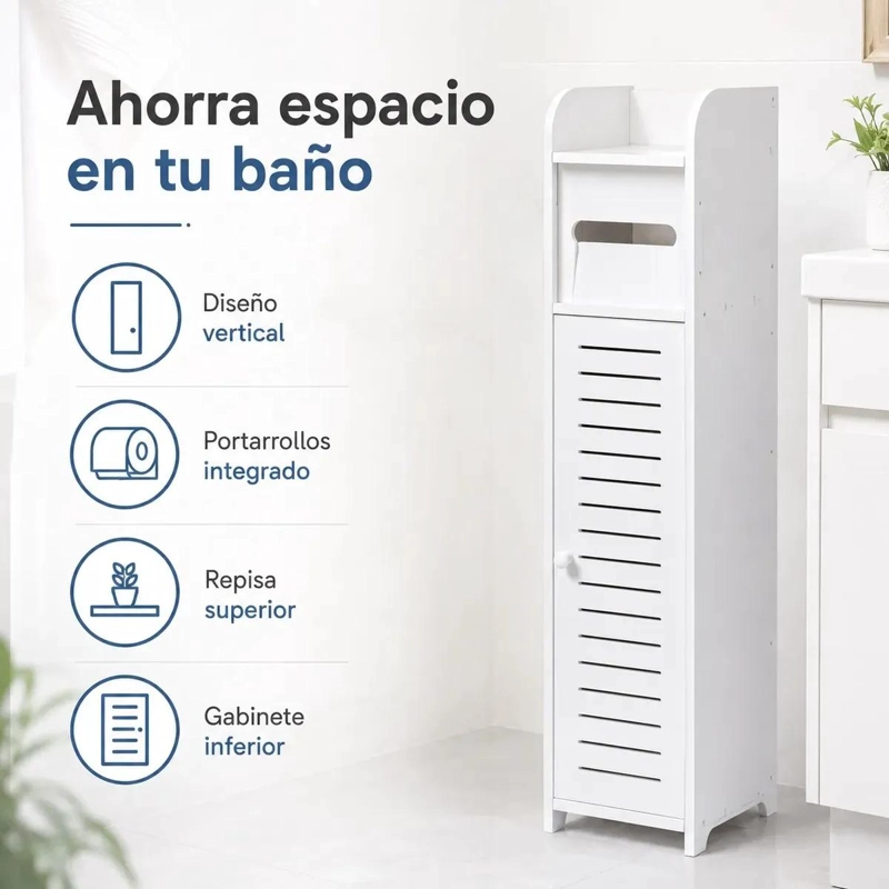 ESTANTE ORGANIZADOR DE BAÑO BLANCO MINIMALISTA Y FUNCIONAL - 4
