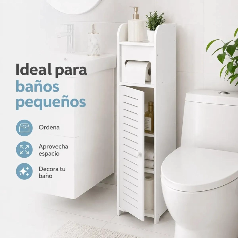 ESTANTE ORGANIZADOR DE BAÑO BLANCO MINIMALISTA Y FUNCIONAL - 5