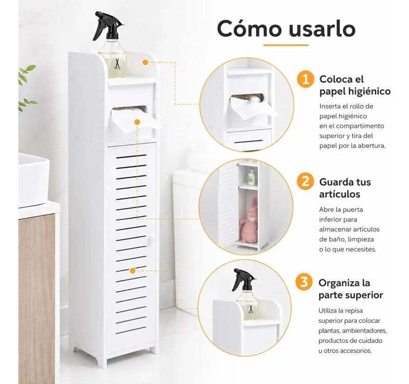 ESTANTE ORGANIZADOR DE BAÑO BLANCO MINIMALISTA Y FUNCIONAL - 8