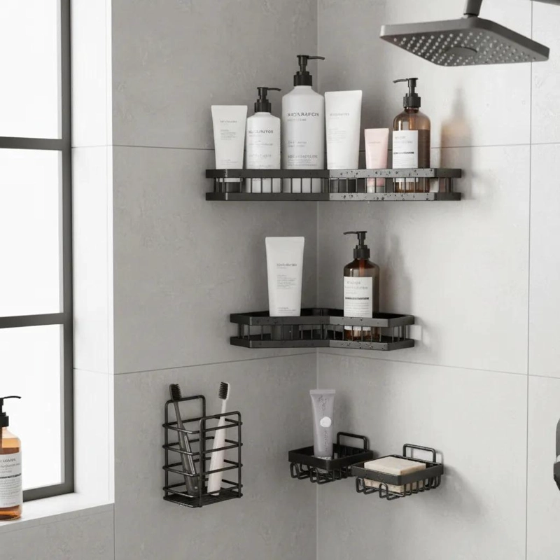 ESQUINERO ADHESIVO NEGRO ACERO INOXIDABLE PARA BAÑO Y COCINA - 1