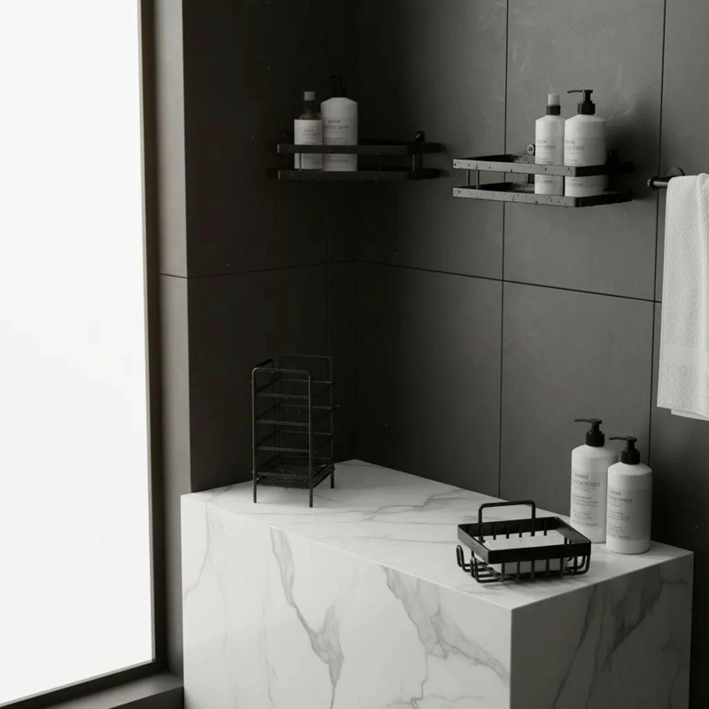 ESQUINERO ADHESIVO NEGRO ACERO INOXIDABLE PARA BAÑO Y COCINA - 4