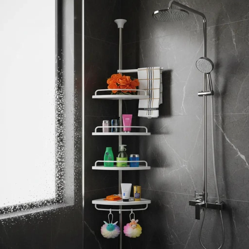 ORGANIZADOR ESQUINERO AJUSTABLE PARA DUCHA CON 4 NIVELES - 5