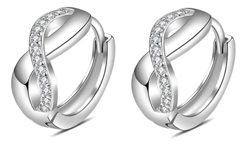 AROS DE PLATA 925 CON ZIRCONIA CUBICA PARA MUJER - 4