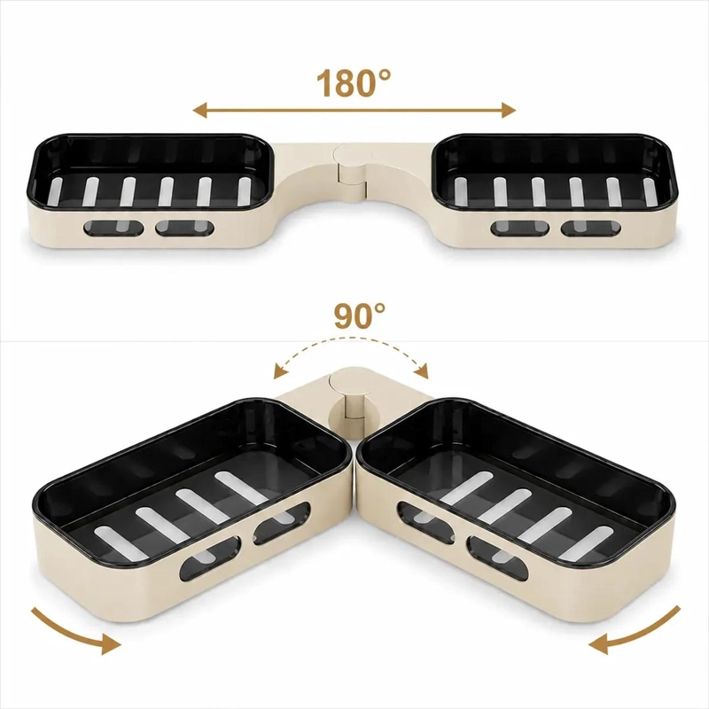 ORGANIZADOR ESQUINERO DE BAÑO DOBLE ESTANTE GIRATORIO 180° - 2