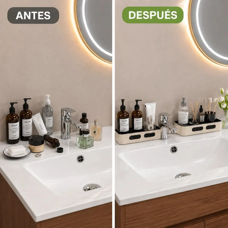 ORGANIZADOR ESQUINERO DE BAÑO DOBLE ESTANTE GIRATORIO 180° - 3