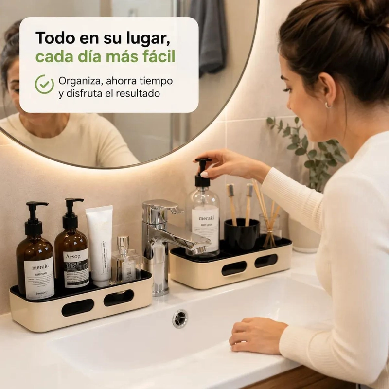 ORGANIZADOR ESQUINERO DE BAÑO DOBLE ESTANTE GIRATORIO 180° - 4