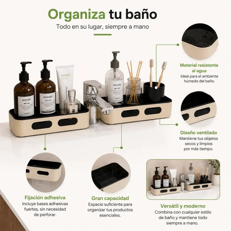 ORGANIZADOR ESQUINERO DE BAÑO DOBLE ESTANTE GIRATORIO 180° - 6
