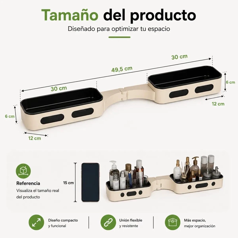 ORGANIZADOR ESQUINERO DE BAÑO DOBLE ESTANTE GIRATORIO 180° - 7