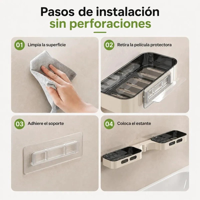 ORGANIZADOR ESQUINERO DE BAÑO DOBLE ESTANTE GIRATORIO 180° - 8