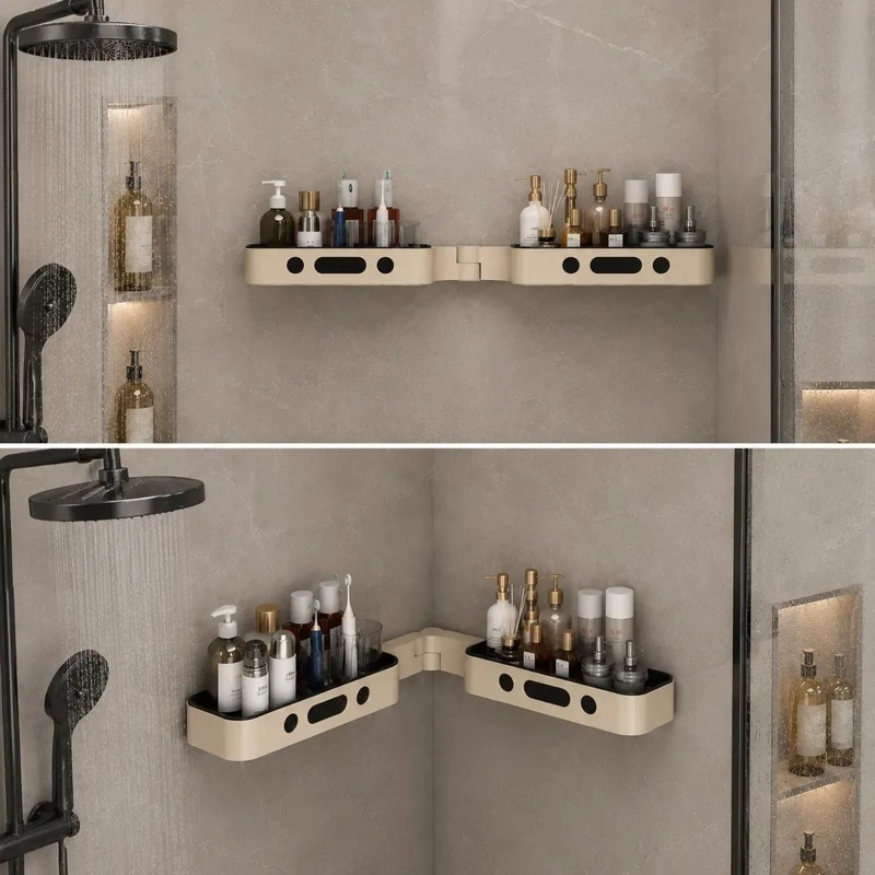 ORGANIZADOR ESQUINERO DE BAÑO DOBLE ESTANTE GIRATORIO 180° - 9