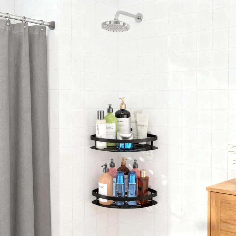 ORGANIZADOR ESQUINERO DE ALUMINIO PARA DUCHA Y BAÑO CON 2 ESTANTES - 6