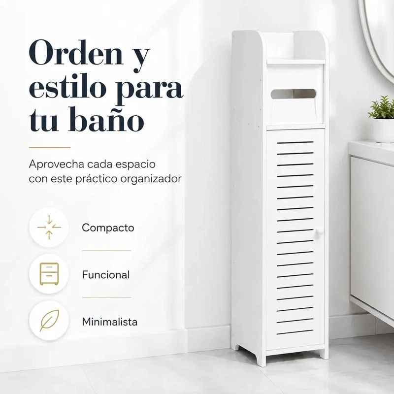 ESTANTE ORGANIZADOR DE BAÑO BLANCO MINIMALISTA COMPACTO - 2