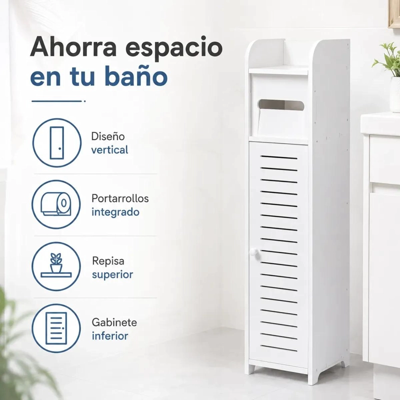 ESTANTE ORGANIZADOR DE BAÑO BLANCO MINIMALISTA COMPACTO - 4