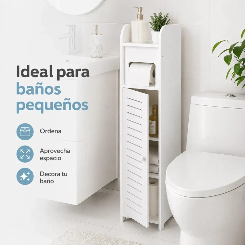 ESTANTE ORGANIZADOR DE BAÑO BLANCO MINIMALISTA COMPACTO - 5