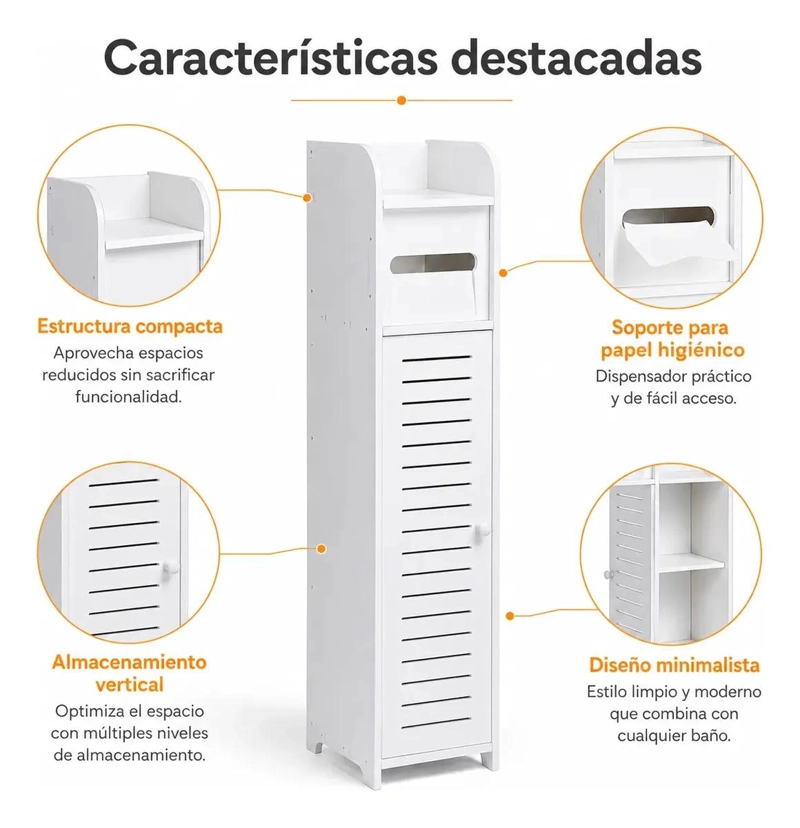 ESTANTE ORGANIZADOR DE BAÑO BLANCO MINIMALISTA COMPACTO - 6