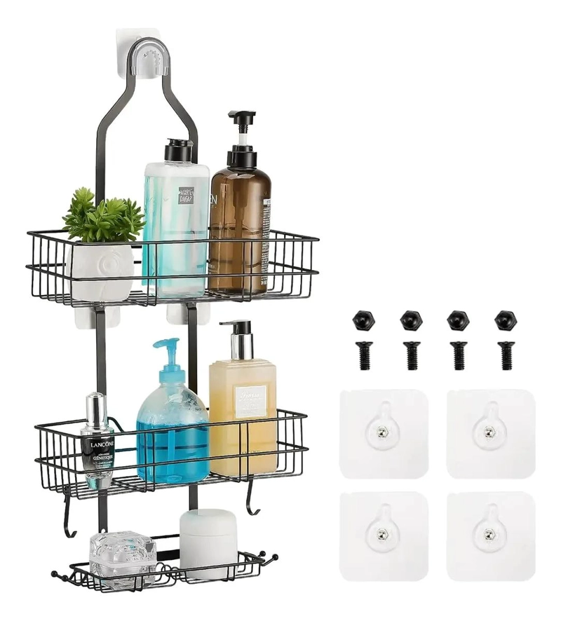ESTANTE COLGANTE DE ACERO INOXIDABLE PARA DUCHA CON 3 NIVELES - 1