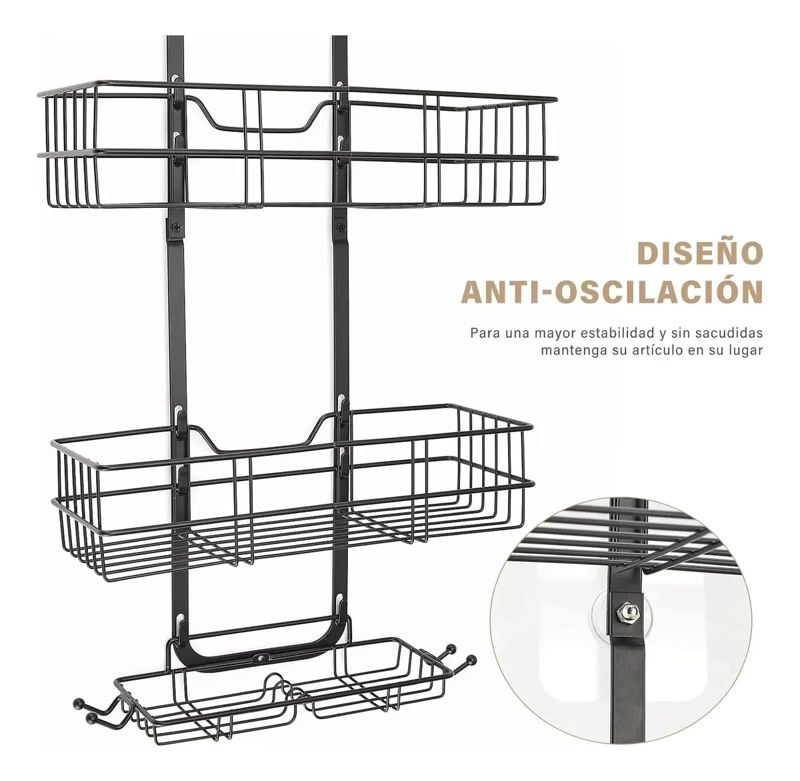 ESTANTE COLGANTE DE ACERO INOXIDABLE PARA DUCHA CON 3 NIVELES - 4