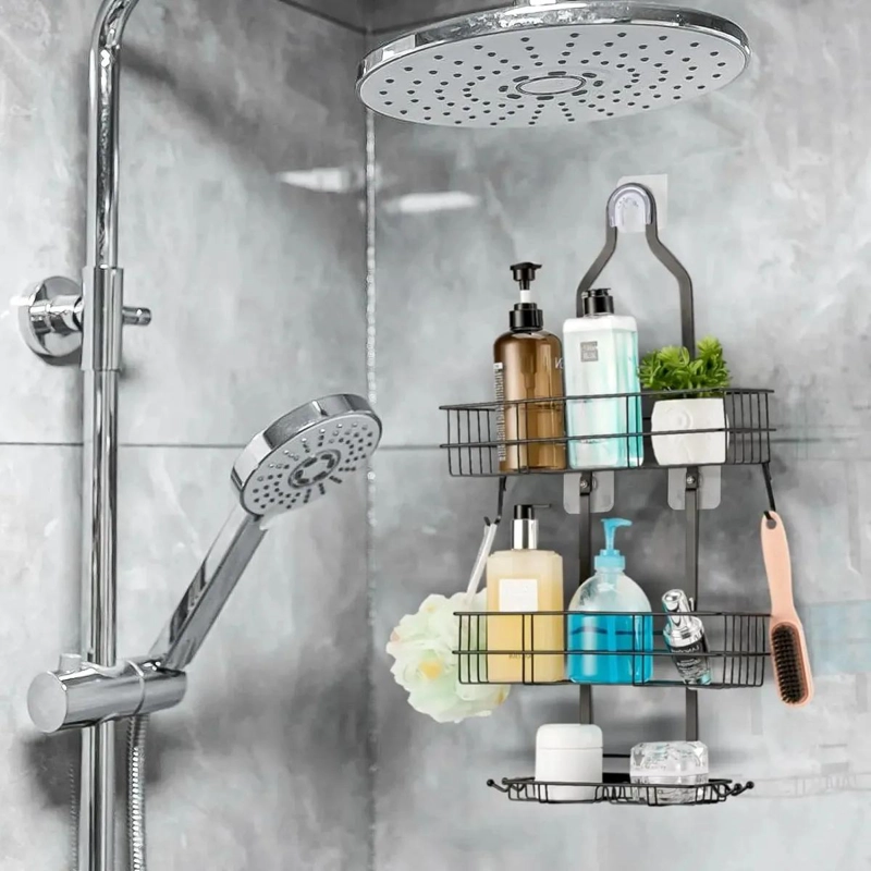 ESTANTE COLGANTE DE ACERO INOXIDABLE PARA DUCHA CON 3 NIVELES - 6